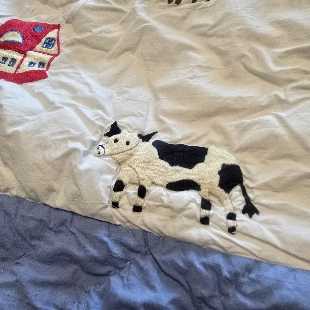 Rare Garnet Hill Kids Twin Size Quilt Blanket Farm Animals Theme Adorable EUC